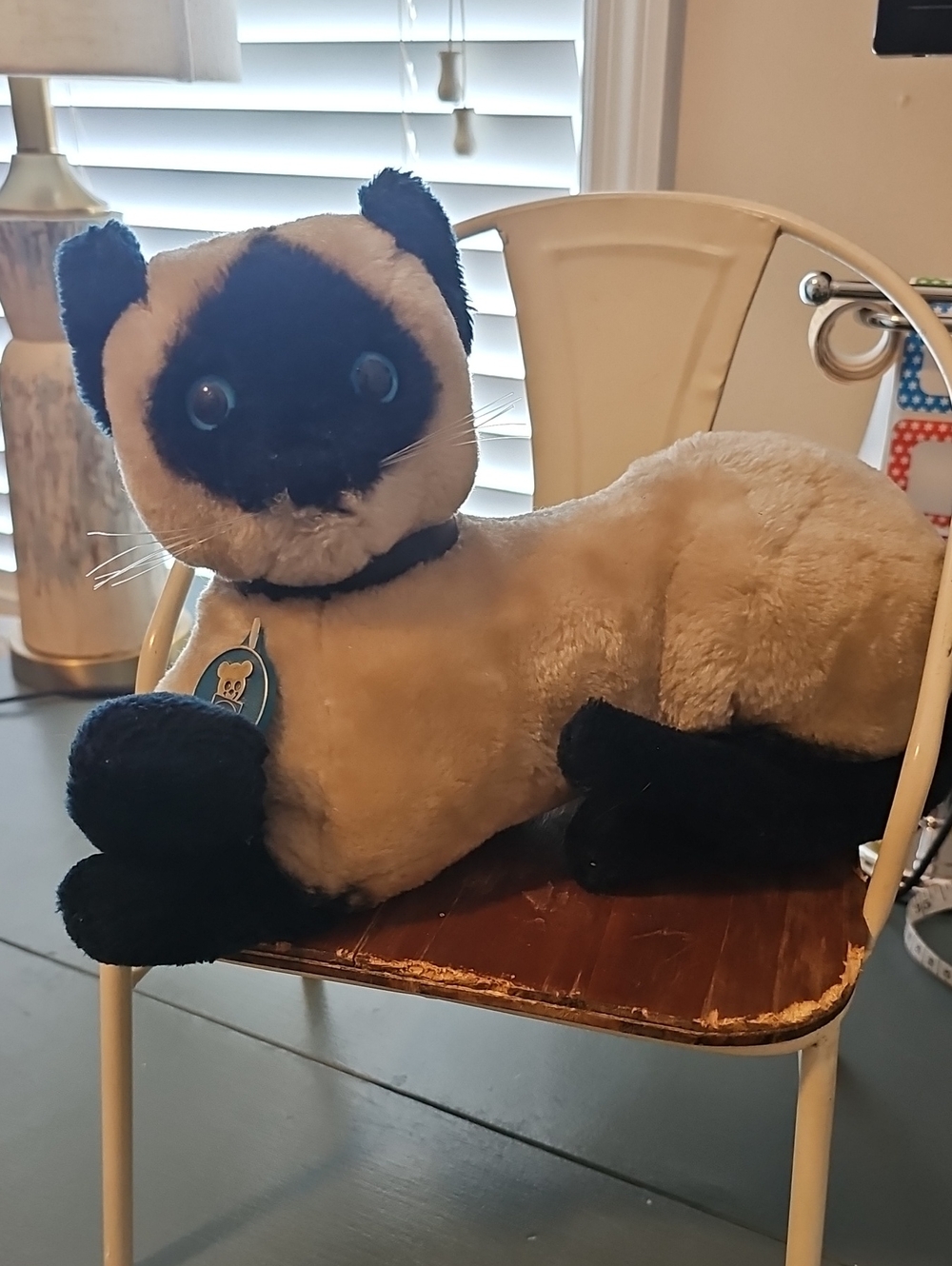 Vintage Plush Siamese Cat Toy - Beige and Black - Dakin 1973